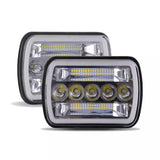 Firebug Super Bright 2pcs 7x6 5x7 Led Headlights 6052 6054 H5054 H6054 Hi/Low Sealed Beam White/Amber Halo Fit For Jeep TJ JK Cherokee XJ YJ Pickup Dodge Ram Ford Chevy Chevrolet Express Nissan