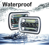 Firebug Super Bright 2pcs 7x6 5x7 Led Headlights 6052 6054 H5054 H6054 Hi/Low Sealed Beam White/Amber Halo Fit For Jeep TJ JK Cherokee XJ YJ Pickup Dodge Ram Ford Chevy Chevrolet Express Nissan