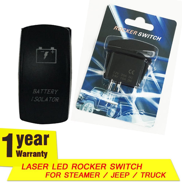 Firebug LED BATTERY ISOLATOR Laser Rocker Switch for Steamer/Truck/Boat, Red