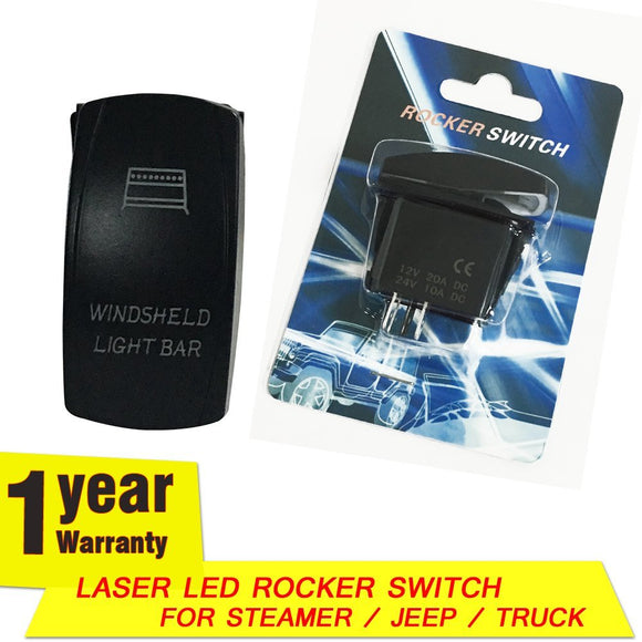 Firebug WINDSHIELD LIGHT BAR Laser Rocker Switch  for Steamer/Jeep/Truck, Blue