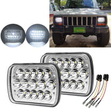 Firebug 2Pcs 60W 5x7 inch Led Headlights H6054 Rectangle 6x7 Led Headlamp Hi/Low Led Sealed Beam H4 Plug 6054 Headlights H5054 6052 For Wrangler YJ XJ Cherokee Truck