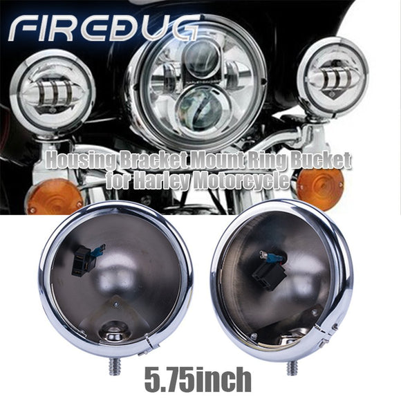 Firebug  5 3/4 inch Daymaker Headlight Housing Bucket for Harley Davidson, Chrome