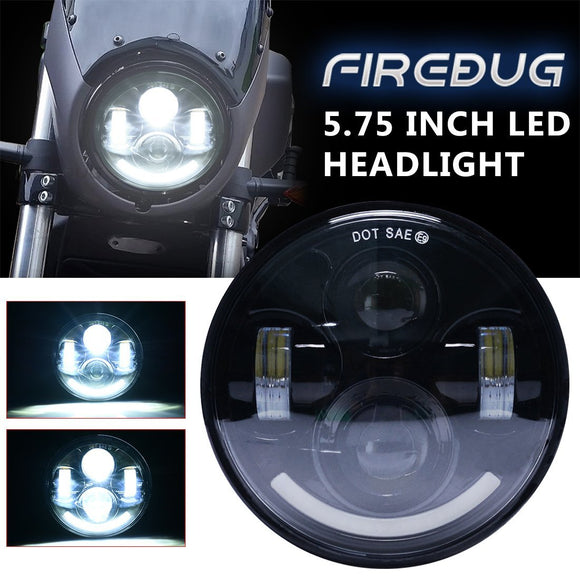 Firebug 5 3/4 Inch Led Headlight with White Smile DRL for Harley Davidson Motorcycles
