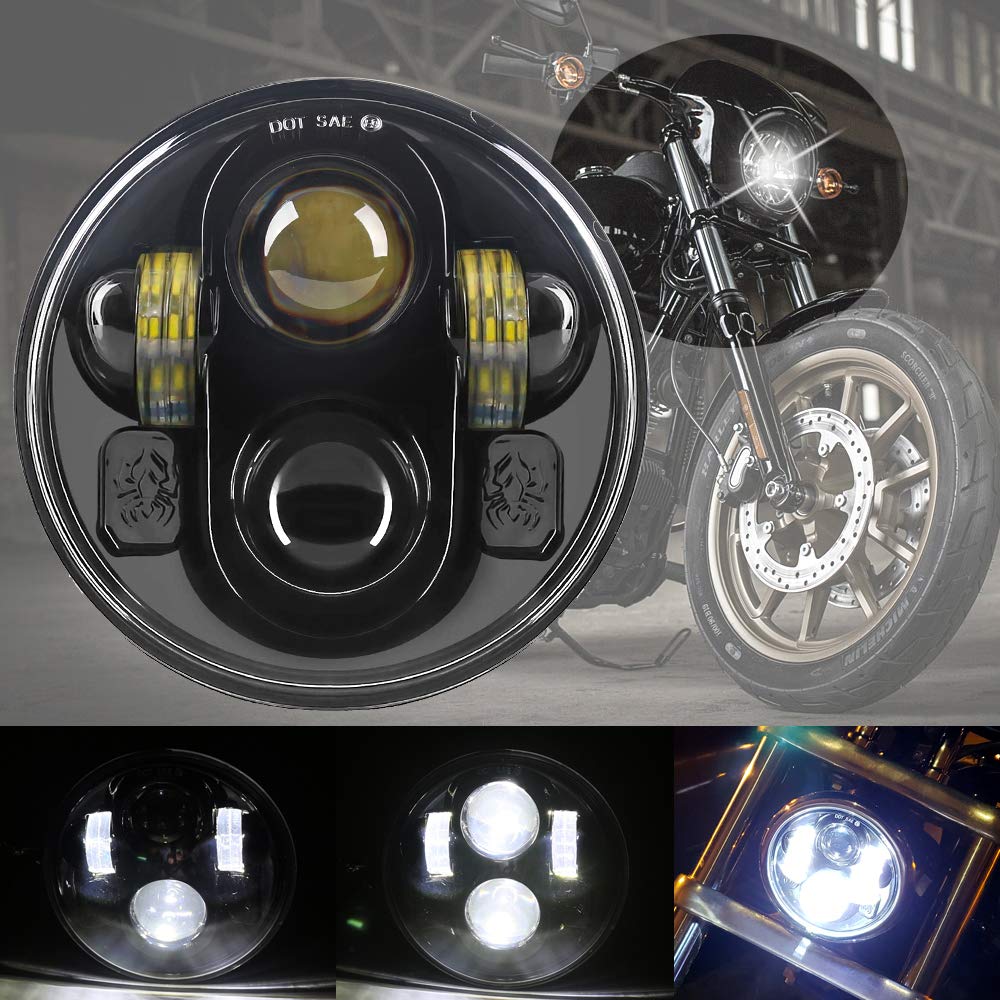 Firebug 5-3/4 5.75inch Black LED Motorcycle Headlight for Indian