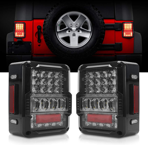 Firebug 4D LED Tail Lights for 2007-2017 JK Wrangler JK Brake Reverse Light Rear Back Up Lights Daytime Running Lamps,EMC Build-in