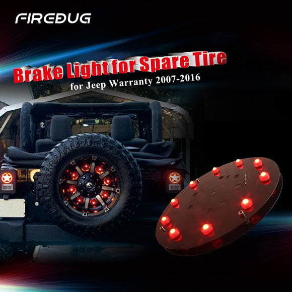 Firebug  3rd Brake Light LED, Spare Tire Brake Light, LED Brake Light,  Accessories Lights for Spare Tire,  Wrangler Spare Tire Brake Light JK JKU 2007 - 2016, Red