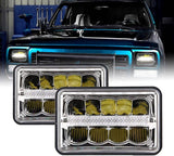 Firebug 5* 7" LED Sealed Beam Headlights + 15 inch 50W Led Light Bar with License Plate Frame Mounting Bracket Kit for Wrangler YJ Cherokee XJ, Sedan, Suv, Off-road Vehicles (4x6")