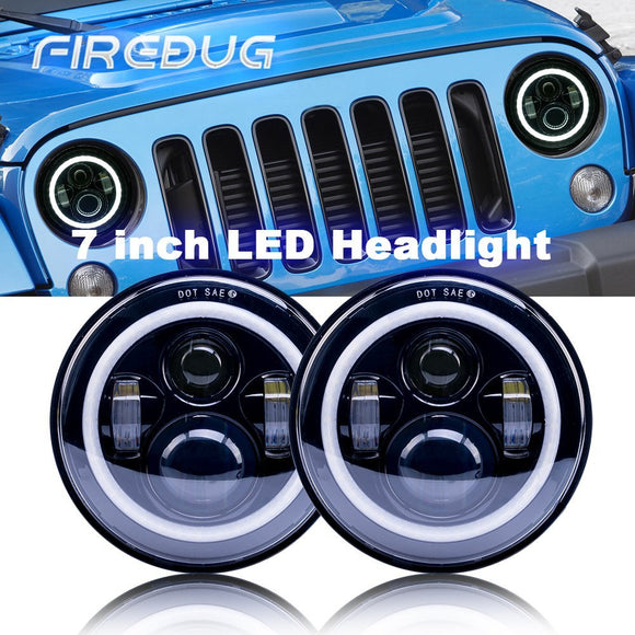 Firebug 7 Inch LED Headlight with Halo Angel Eyes for 07-16 Wrangler