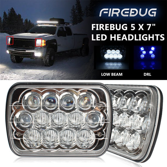 Firebug Blue 6x7 Inch 5D LED Rectangular Headlights for   Wrangler JK YJ CJ TJ MJ, 2 Pcs
