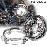 Firebug 7 Inch Harley Davidson Headlight Mounting Bracket, Chrome