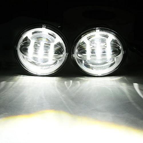 Firebug 2 PCS Chrome 4.5 Inch Cree LED Passing Light LED Fog Lamps for Motorcycles Auxiliary Light Bulb Motorcycle Projector Driving Lamp