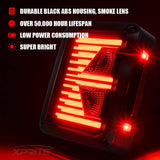 Firebug LED Tail Lights w/Turn Signal & Reverse Light Smoke Lens Taillights Assembly for 2007-2018  JK JKU - Linear Series