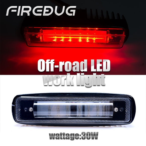 Firebug 7 Inch 30W Light Bar with Mounting Bracket for 97-06 Wrangler TJ & Unlimited, Red