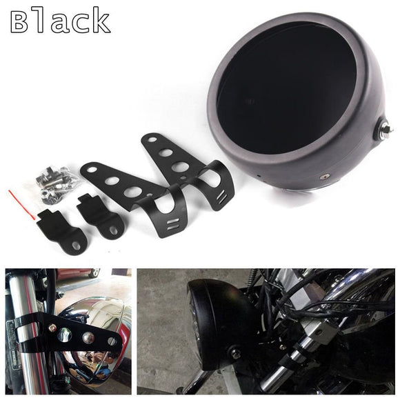 Firebug Black 5.75inch Motorcycle LED Headlight Housing 5-3/4 LED Headlight Mount for Harley Honda Suzuki Kawasaki Vulcan Cruiser Bike Cafe racers