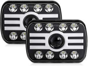 Firebug 2pcs 2020 New 5x7 Inch LED Headlights 116W 7x6'' Sealed Beam Angel Eye DRL Handlamp for Wrangler YJ XJ Cherokee H6054 H5054 H6052 H6053
