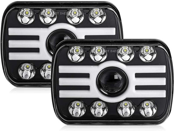 Firebug 2pcs 2020 New 5x7 Inch LED Headlights 116W 7x6'' Sealed Beam Angel Eye DRL Handlamp for Wrangler YJ XJ Cherokee H6054 H5054 H6052 H6053