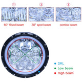 Firebug 7 inch LED Headlights with 5D Blue DRL Angel Eyes for 97-17  Wrangler, 2Pcs