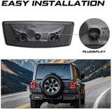 Firebug LED 3rd Brake Light Compatible for  Wrangler JL 2018 2019 Third Brake Light High Mount Stop Light (Black Housing Smoke Lens)