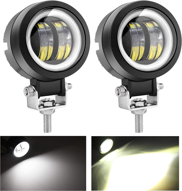 Firebug 2Pcs 40W Fog lights Offroad Round LED Angel Eye Work Light Bars for Trucks 4x4s SUV Mining Boat Farming and Heavy Equipment