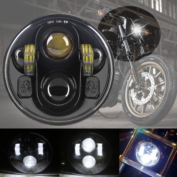 Firebug 5-3/4 5.75inch Black LED Motorcycle Headlight for Indian Scount Harley Iron 883 Dyna Street Bob XL1200 48 Street 750