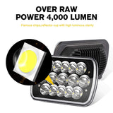 2pcs 7X6 Inch LED Square Headlight Headlamp Projector High Low Beam 45W 4000LM 6000K Pure White Waterproof for JK Wrangler YJ Cherokee XJ Truck