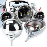 Firebug Chrome 4.5 Inch Housing Motorcycle Fog Lights Mouting Bracket for Harley Davidson, 41/2" Fog Light Housing, 4.5 Inch LED Passing Lights Housing, Chrome for Dyna Headlight Davidson Accessories
