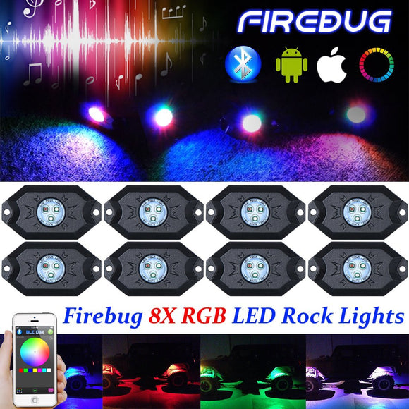 Firebug 8 Pods LED RGB Rock Lights with Upgraded APP Bluetooth Controller