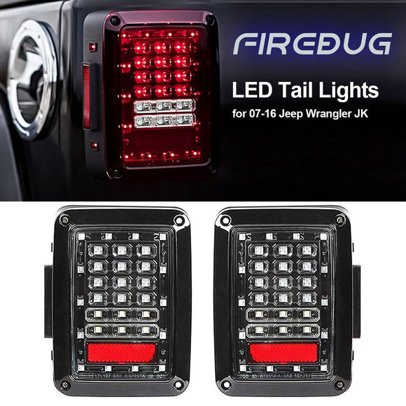 Firebug  Wrangler Rear LED Lights,   Wrangler LED Tail Lights,  Tail Light,  JK Tail Lights,  Led Tail Light,  Rear Lights, With Brake Light & Reverse Light, JK JKU 2007 - 2017