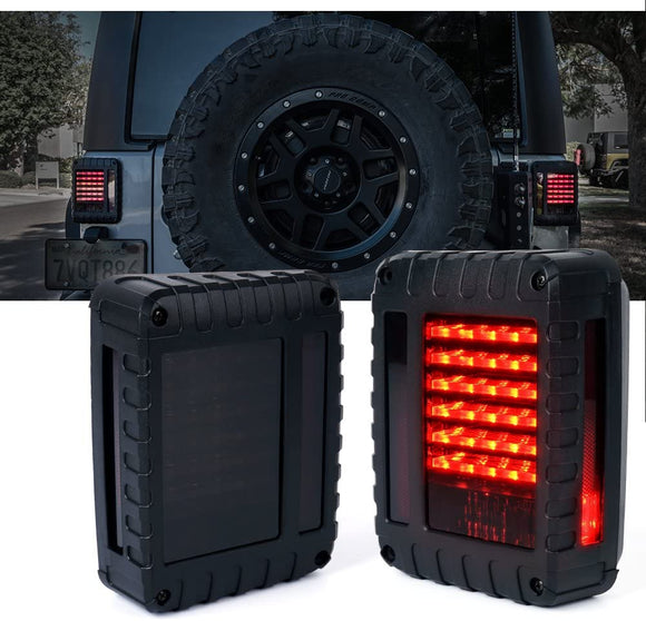 Firebug Smoke Lens Red LED Tail Light Assembly w/Brake, Turn Signal & Back Up For 2007-2018 Wrangler JK JKU