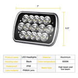 2pcs 7X6 Inch LED Square Headlight Headlamp Projector High Low Beam 45W 4000LM 6000K Pure White Waterproof for JK Wrangler YJ Cherokee XJ Truck