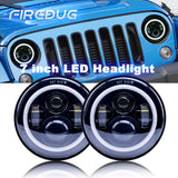 Firebug 7 Inch LED Headlight with Halo Angel Eyes for 07-16 Wrangler