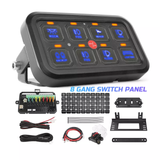 Firebug UNIVERSAL 8-GANG SWITCH PANEL  BA60 Automatic Dimmable LED Touch Control Panel Box Electronic Relay System Car Touch Switch Box Universal for Truck ATV UTV Boat Marine SUV Caravan -Blue/Green