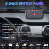 Firebug UNIVERSAL 8-GANG SWITCH PANEL  BA60 Automatic Dimmable LED Touch Control Panel Box Electronic Relay System Car Touch Switch Box Universal for Truck ATV UTV Boat Marine SUV Caravan -Blue/Green