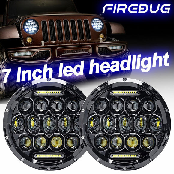 Firebug 7 Inch  75W LED Headlight Pair for Jeep Wrangler JK TJ LJ 97 -17
