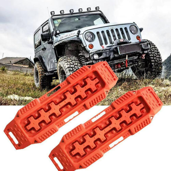 2pcsRecovery Traction Mats ForOff-Road Mud, Sand, Snow Vehicle Extraction Orange sand track