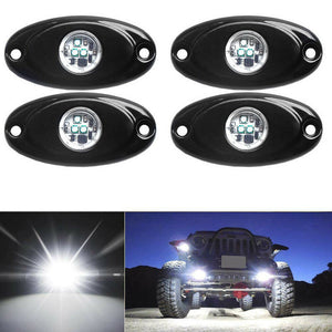 4LED Rock Lights Kit Waterproof Underglow Neon Trail Rig Light For JK ATVWhite